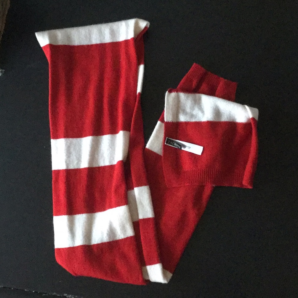 100 PRECENT CASHMERE SCARF RED AND WHITE